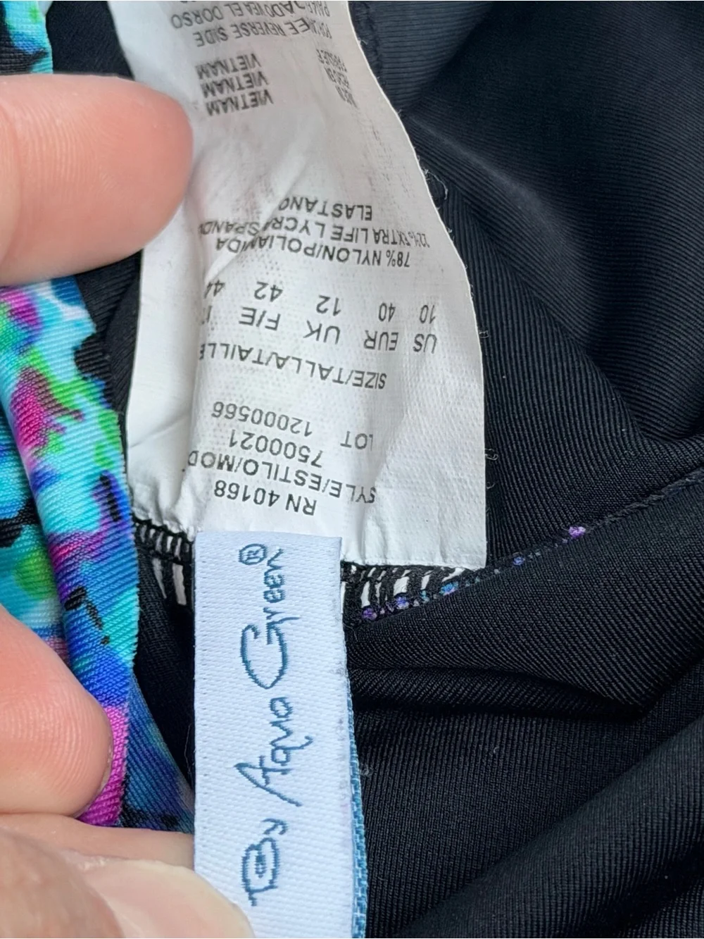 Vibrant Blue & Purple Abstract Floral Ruffle Tankini Top - Size 10